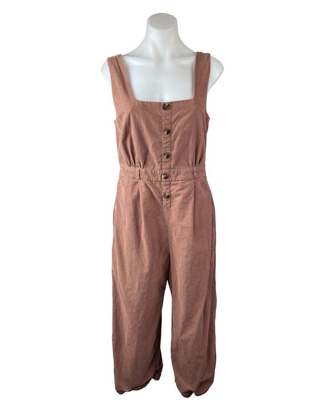American Eagle Corduroy Square Neck Sleeveless Button Overall Jumpsuit Romper M